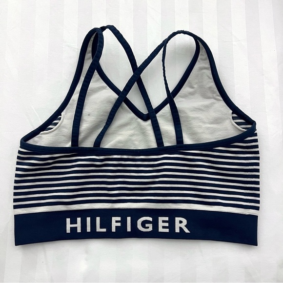 Tommy Hilfiger Striped Sports Bra in Blue and White - Size M - Picture 2 of 4